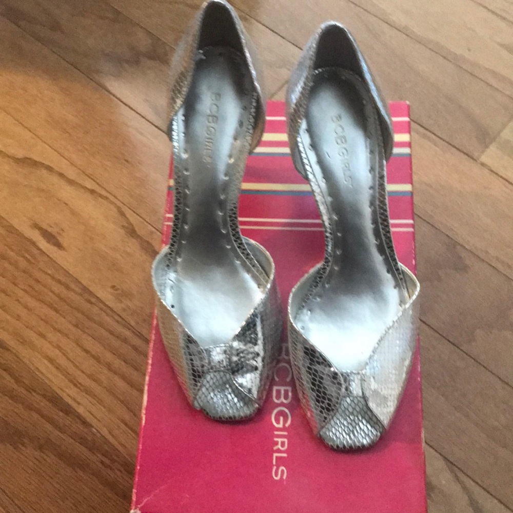 Bcbg girls silver peep toe